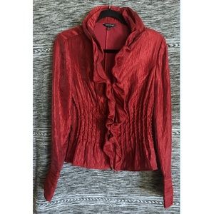 Samuel Dong  metallic red Zip up blazer